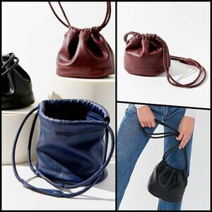 Urban Outfitters Timeless Casual Leather Bucket Bag Braided Shoulder Strap NWOT